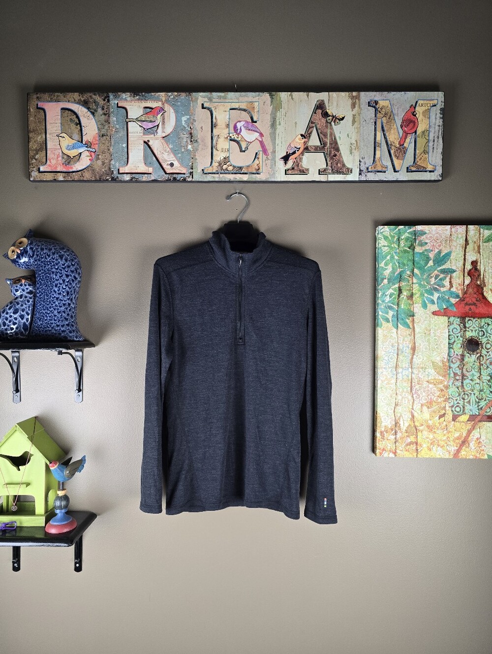 Smartwool Mens Merino Wool Shirt Top 1/4 Zip Base Layer Small